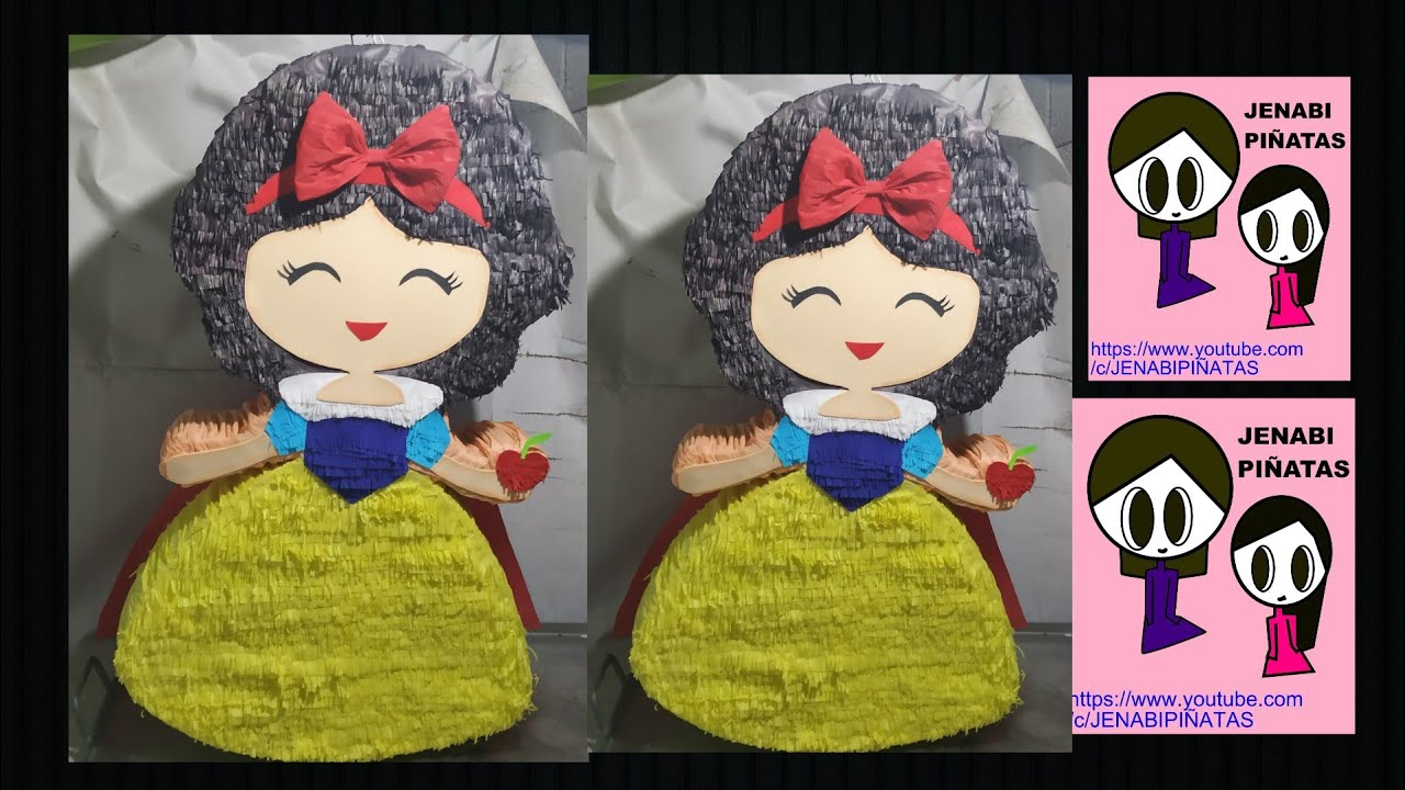 Piñata de Blanca Nieves,  piñata de tambor decorada con papel china, DIY