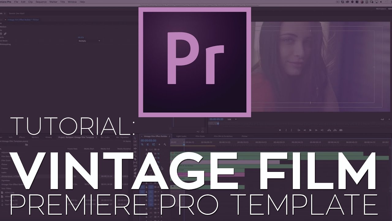 rampant vintage film premiere pro template tutorial youtube