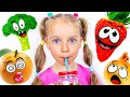 Yummy Fruits &amp; Vegetables challenge and dance with Gaby and Alex