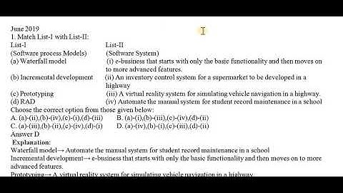 NTA UGC NET Computer Science Paper 2 Unit 6 Software Engineering June 2020 Expected Question  part 1