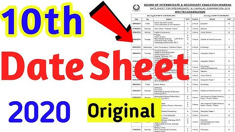 10th Class Date Sheet 2020 || Matric Date Sheet 2020 All Punjab Board official