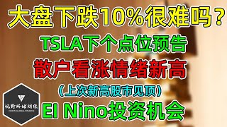 美股 大盘还能跌10%吗？TSLA下个点位目标！散户看涨情绪接近21年暴跌前高点！厄尔尼诺EI Nino带来的投资机会！减仓MSFT！