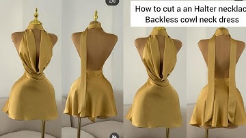 HOW TO CUT AN HALTER BACKLESS COWL NECK FLARE DRESS #viralvideo 