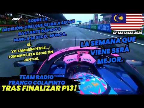 "La semana que viene será mejor" | Team Radio FRANCO COLAPINTO | Post Carrera tras finalizar en P13!