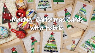 Making Christmas cards with scrap fabric--DIY