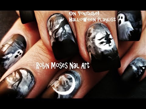 Halloween Nails! Paint This graveyard for pennies! DIY Nail Art Design Tutorial
