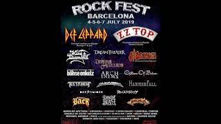 The line up of rock fest barcelona 2019, 1. demons and wizards 2. arch
enemy 3. saxon 4. hammerfall 5. gamma ray much more...