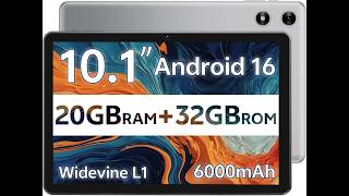 Android Tablet 10 Inch, Android 16 Tablet for Kids Adults, 20GB RAM 32GB Storage 1TB Expandable