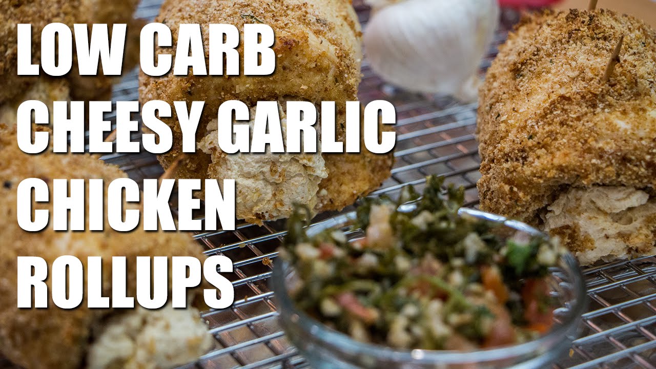 LOW CARB Cheesy Garlic Chicken Rollups Recipe - YouTube