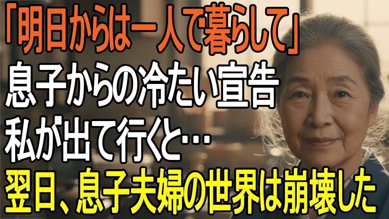 「明日からは一人で暮らして」冷たく言い放った息子…家を出た私。その24時間後、息子夫婦の居場所は崩壊した