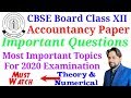 Accountancy Important Topics 12th । CBSE Board । Marks Distribution