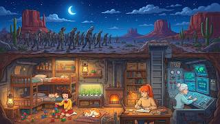 Surviving in a Desert Cave Underground Base During a Zombie Apocalypse 🧟‍♂️ | Ghibli Style ASMR