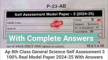 Ap 8th class Fa3 general science 💯real question paper 2025|8th science self assessment 3 paper 2025