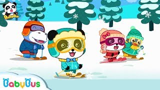 baby panda loves skiing winter sports for kids kids songs babybus