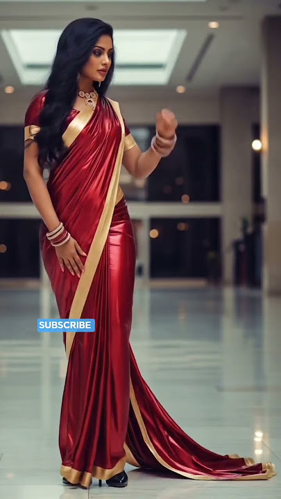 🔥Red Latex Saree Look-Indian Fashion Meets Western Style -Bold & Stunning!'#LatexDress #USAFashion
