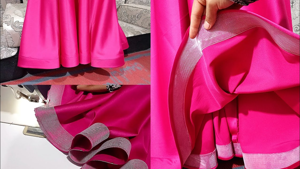 تركيب شريط الجوميه في ديل الفستان الكلوش بكل بساطه