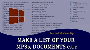 Create a text file listing of MP3, PDF, DOC files -How tomake a  list of directory files