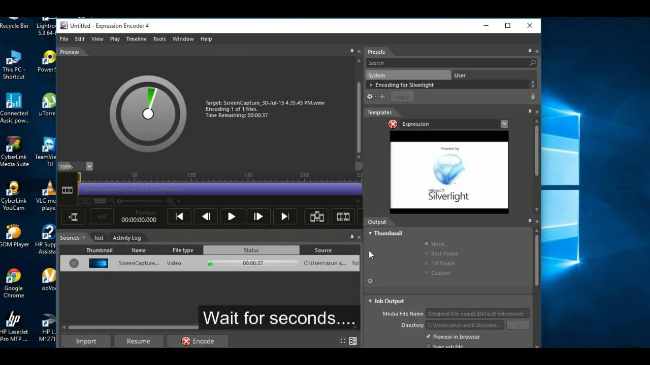How to convert .xesc files to wmv YouTube