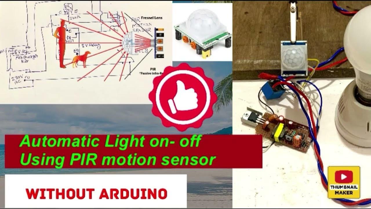 Automatic Light On-Off || PIR motion sensor || without ARDUINO - YouTube