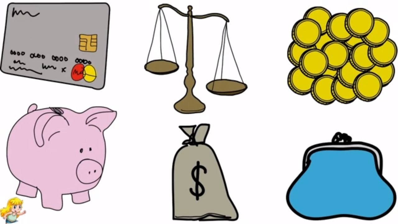 Coloring Pages Scales Piggy Bank Credit Card Money Sack Painting