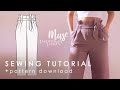 Paperbag style pants sewing tutorial  pattern download muse paperbag pants
