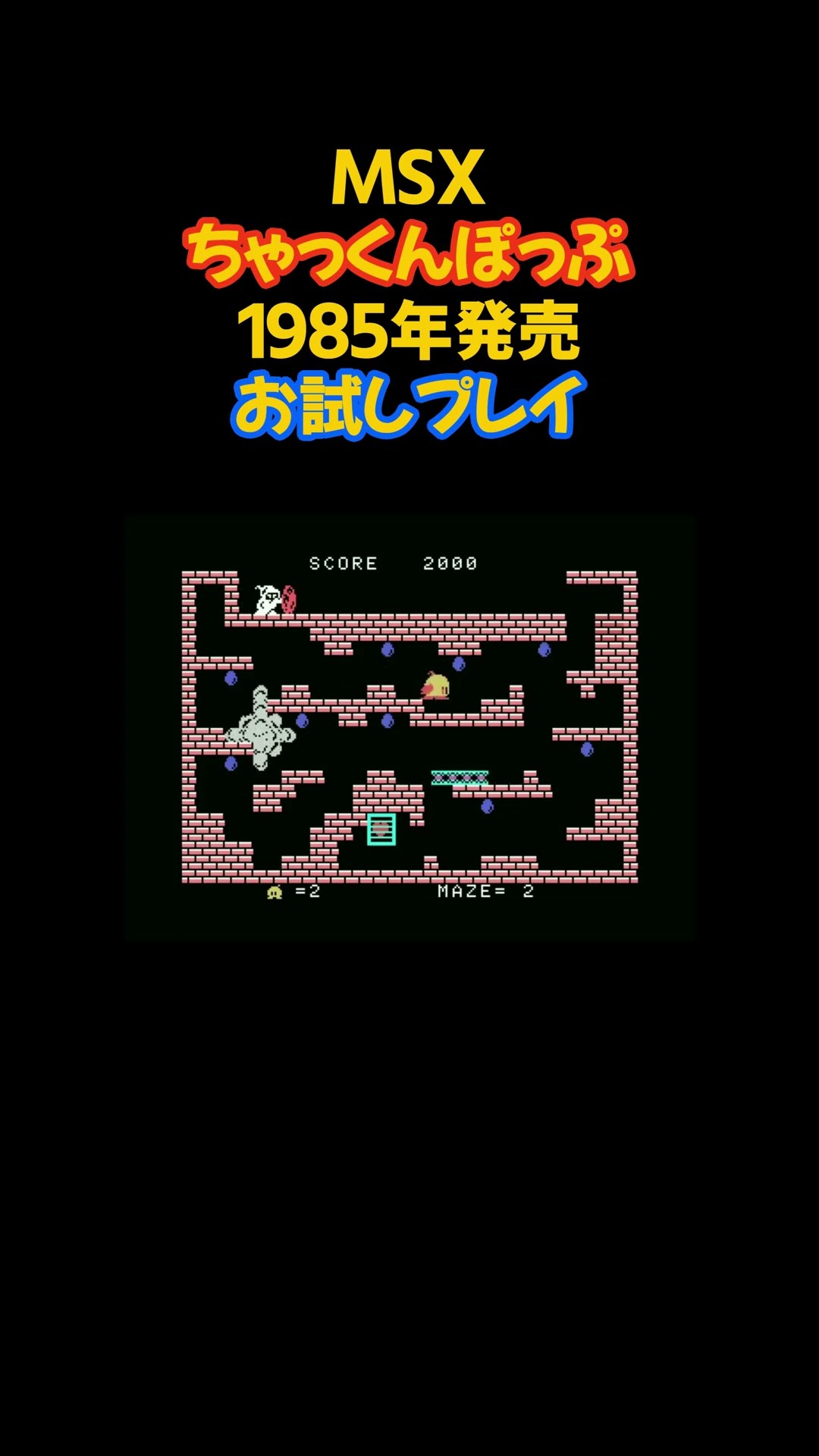 レトロゲーム ちゃっくんぽっぷ MSX版 #レトロゲーム #msx #アクション