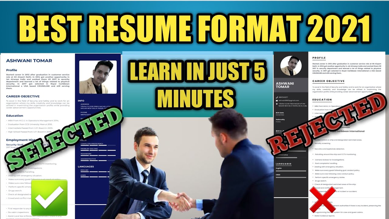 How to write a Resume for freshers. Best resume formats 2021 - YouTube