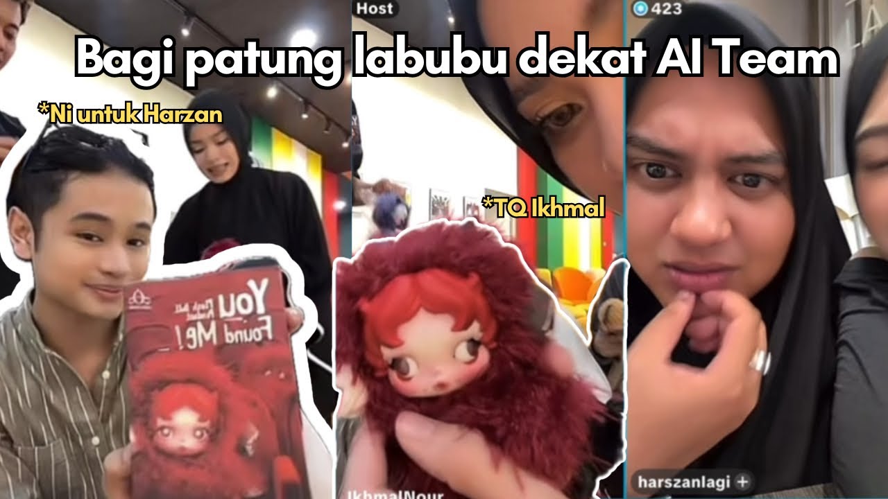 Ikhmal hadiahkan patung labubu dekat Ai Team⁉️ | Aisyah & Kak Bella dapat yang comel⁉️