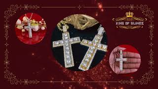 King Of Blings New Charm Cross Pendant Men Women Vvs D Moissanite White Sterling Silver