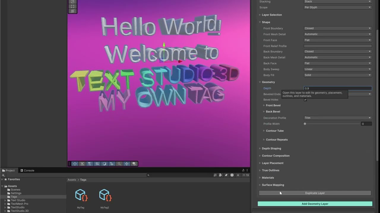 Text Studio 3D - Animated 3D Text & Typography for Unity, video preview 3