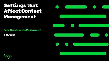 Sage Construction Managment - Contact Management Settings