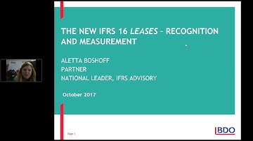 IFRS Webinar Series - The New AASB 16 – Recognition and Measurement