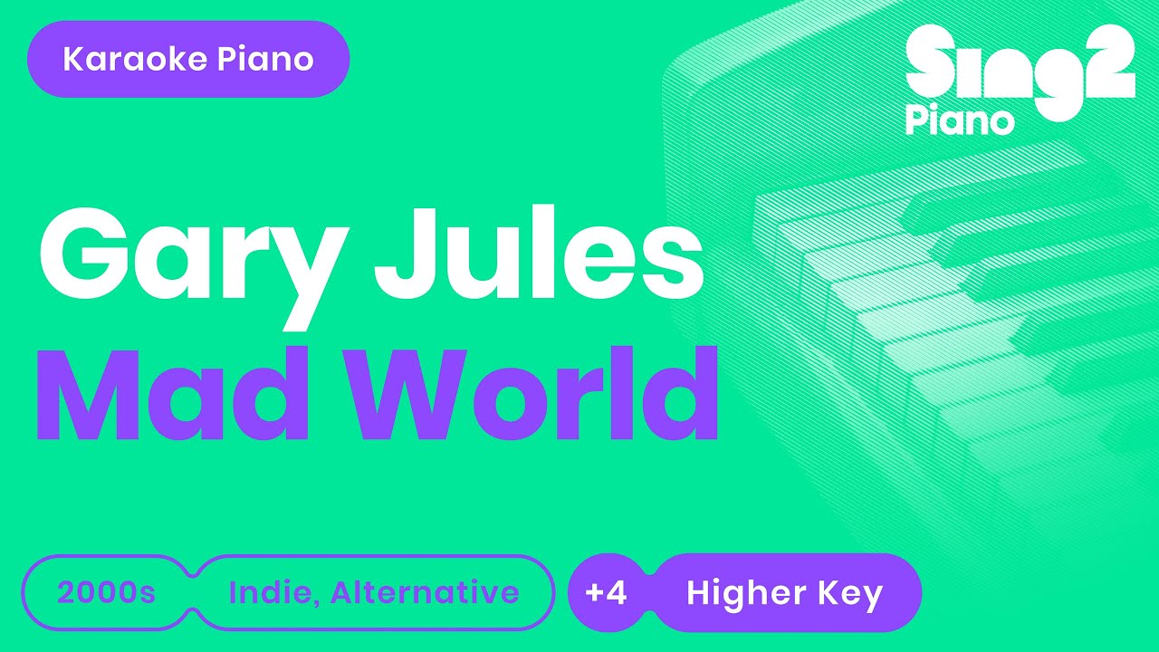 Tears for Fears - Mad World (Higher Key) Karaoke Piano