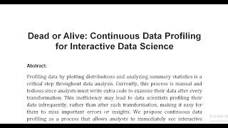 Dead or Alive Continuous Data Profiling for Interactive Data Science