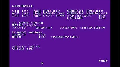 Eternal Dagger(Atari 800 version) year 17 overview