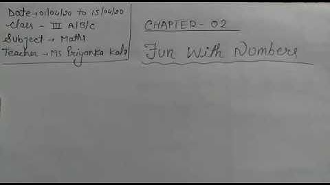 Maths class III Chapter- 2 Fun with numbers (Introduction)by Mrs. priyanka Kala
