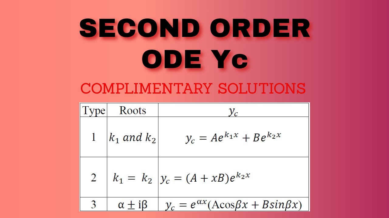 Second Order ODE Yc - YouTube