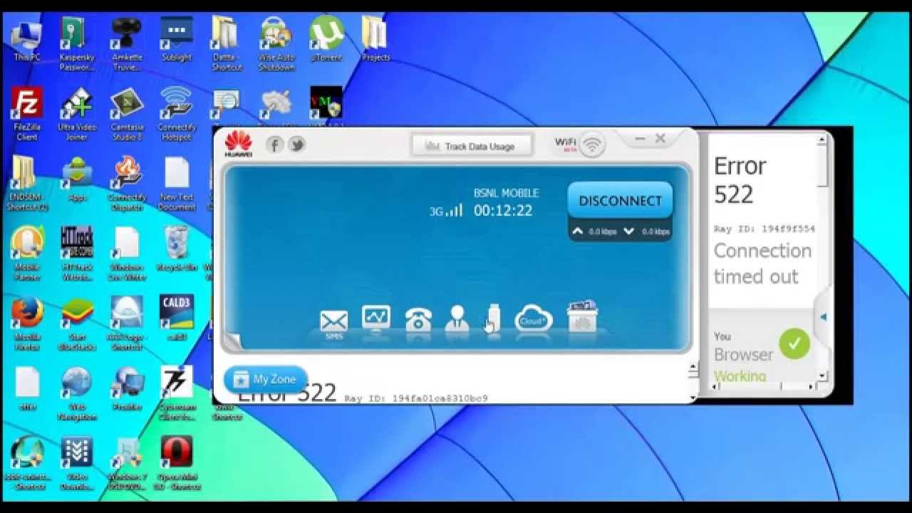 Huwaei datacard Error 522 Ray ID Fixed solution YouTube