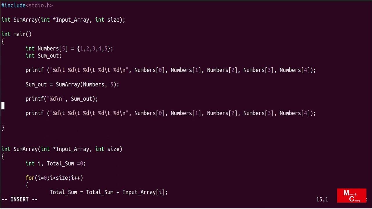 Array Passing as Function Argument in C - YouTube