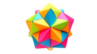 картинка: Многогранник Икосаэдр из бумаги. Kusudama by Mitsunobu Sonobe