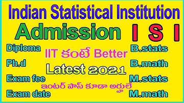 Indian Statistical Institution-ISI Admission notification 2021@PRASADSIRJEEMENTOR