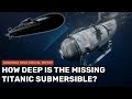 How deep is the missing submersible near the Titanic?