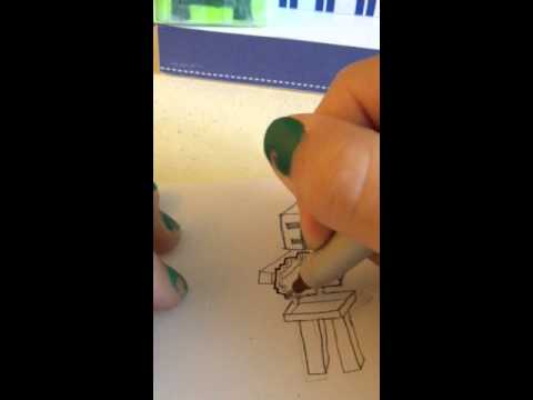 How to draw the outline of a minecraft skeleton - YouTube