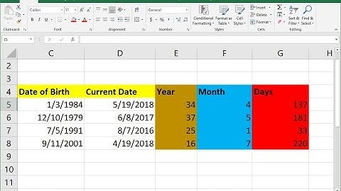 MS Excel: How to Calculate Age in Year, Month & Days