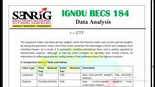 Score 80%+ In BECS 184 Exam | IGNOU BECS 184 English Medium Solved Guess Paper
