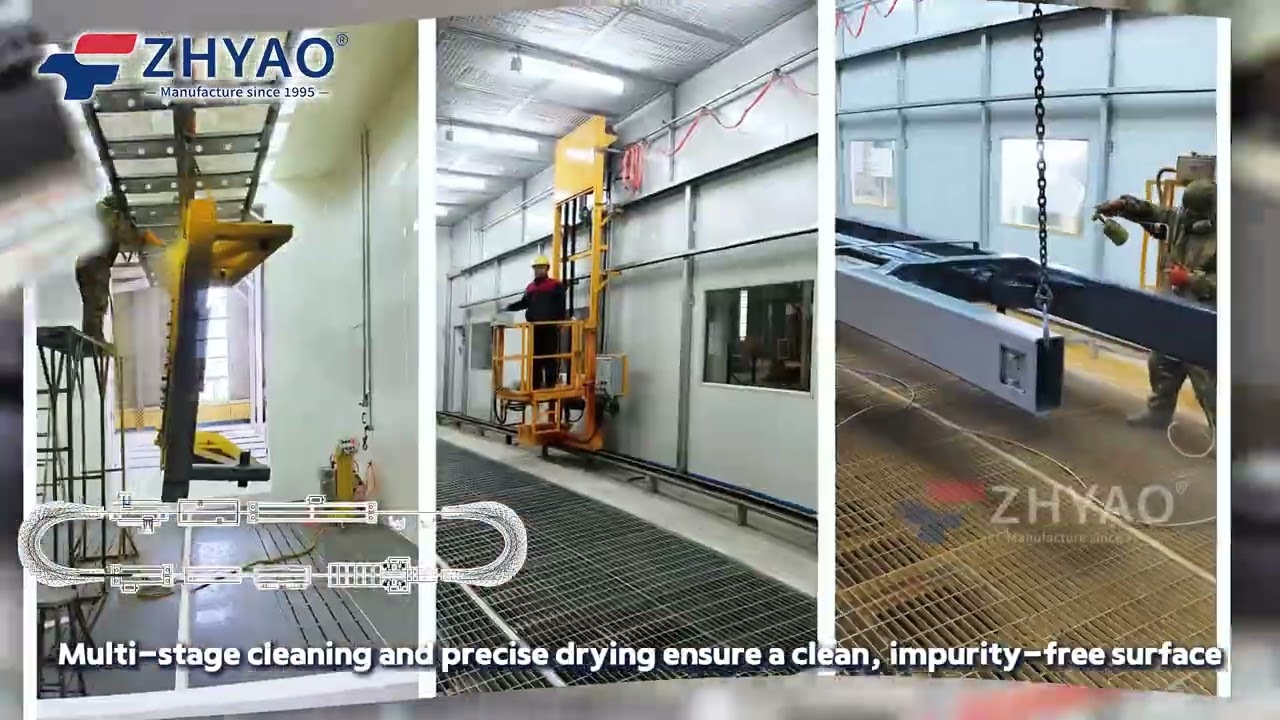 Automatic Powder Coating for Large and Heavy Workpieces | Electric Hoist Conveyor System