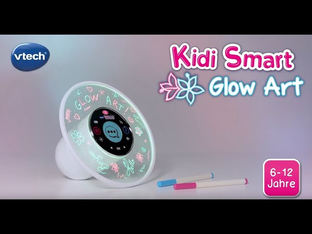 VTech - Kidi Smart Glow Art, Enceinte Bluetooth Lumineuse et Intelligente à  Personnaliser avec 2 Feutres Effets Néons, Activités Magiques, Réveil