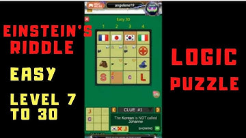 Einstein Riddle EASY LEVEL 7 to 31 / LOGIC PUZZLE / SOLUTIONS
