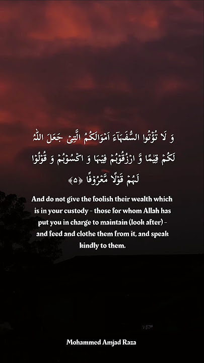 Surah An Nisa Ayat 5 | Mohammed Amjad Raza #quran #shorts