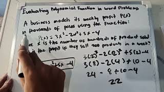 WORD PROBLEMS RELATED TO POLYNOMIAL FUNCTION